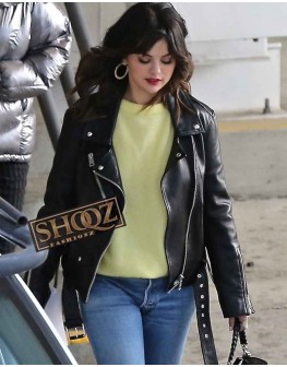 Selena Gomez Black Leather Jacket